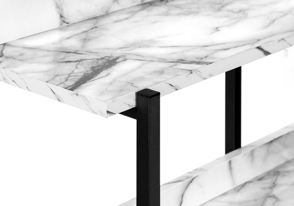 ACCENT TABLE - 48""L / WHITE MARBLE / BLACK METAL CONSOLE