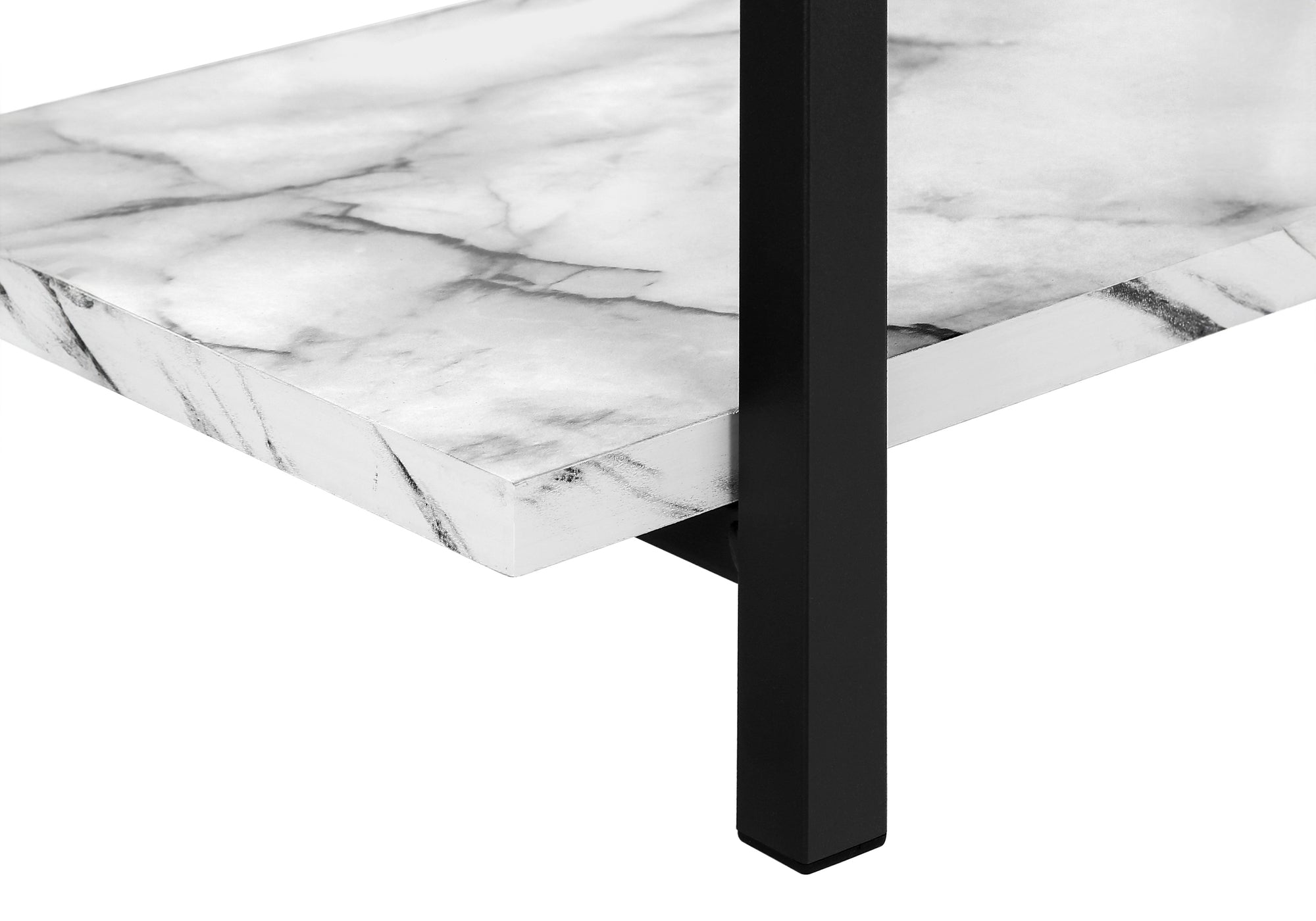 ACCENT TABLE - 48""L / WHITE MARBLE / BLACK METAL CONSOLE