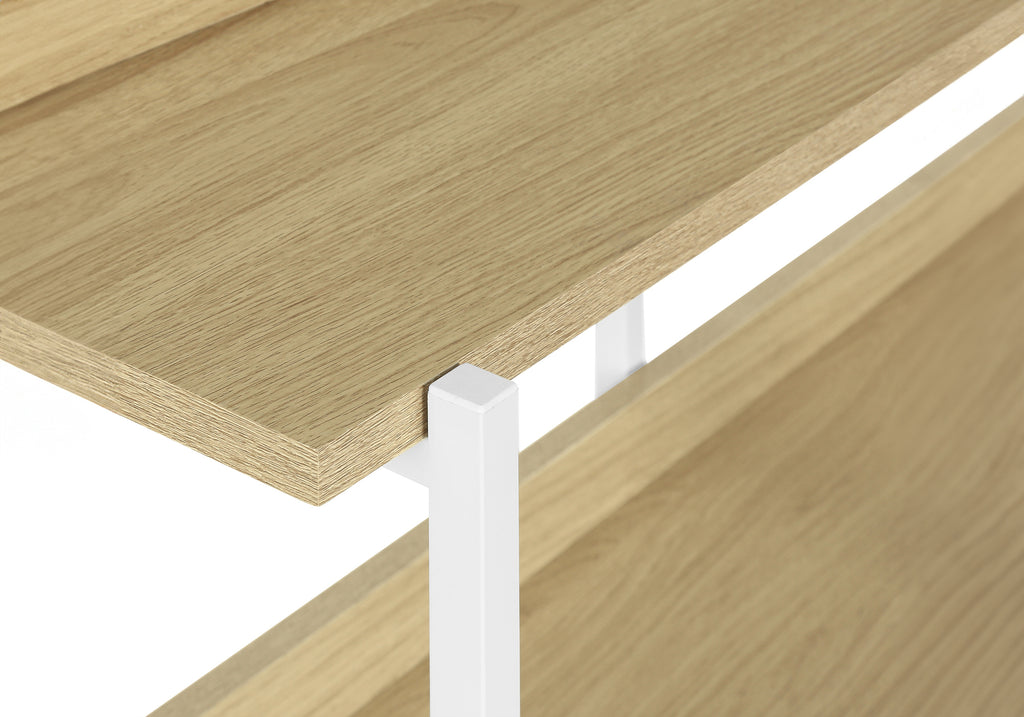 ACCENT TABLE - 48""L / NATURAL / WHITE METAL HALL CONSOLE