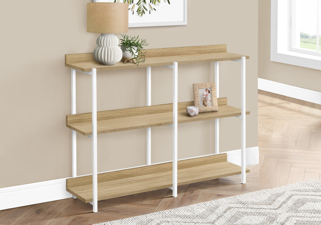 ACCENT TABLE - 48""L / NATURAL / WHITE METAL HALL CONSOLE