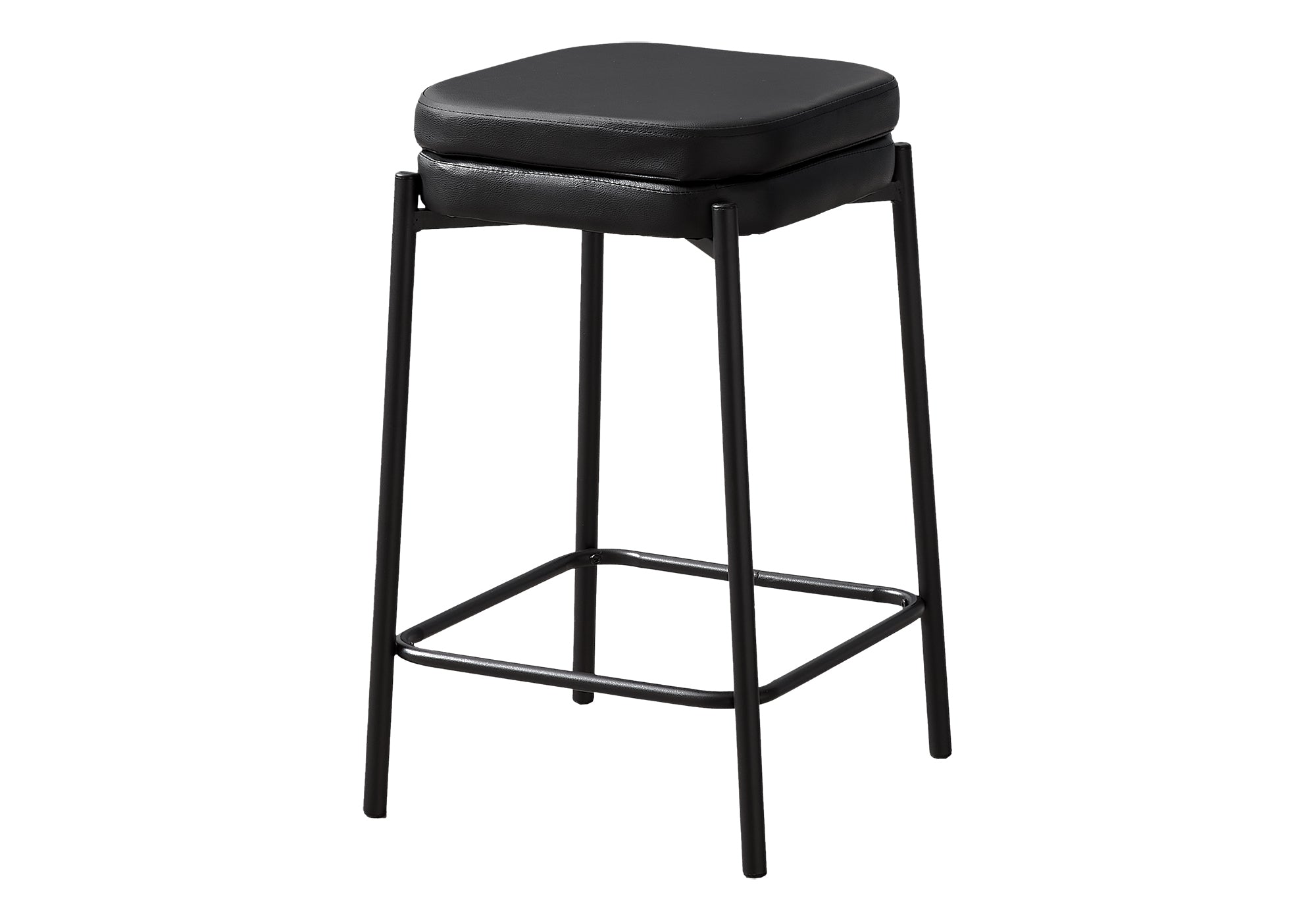 BARSTOOL - 2PCS / BLACK PU / BLACK METAL COUNTER HEIGHT