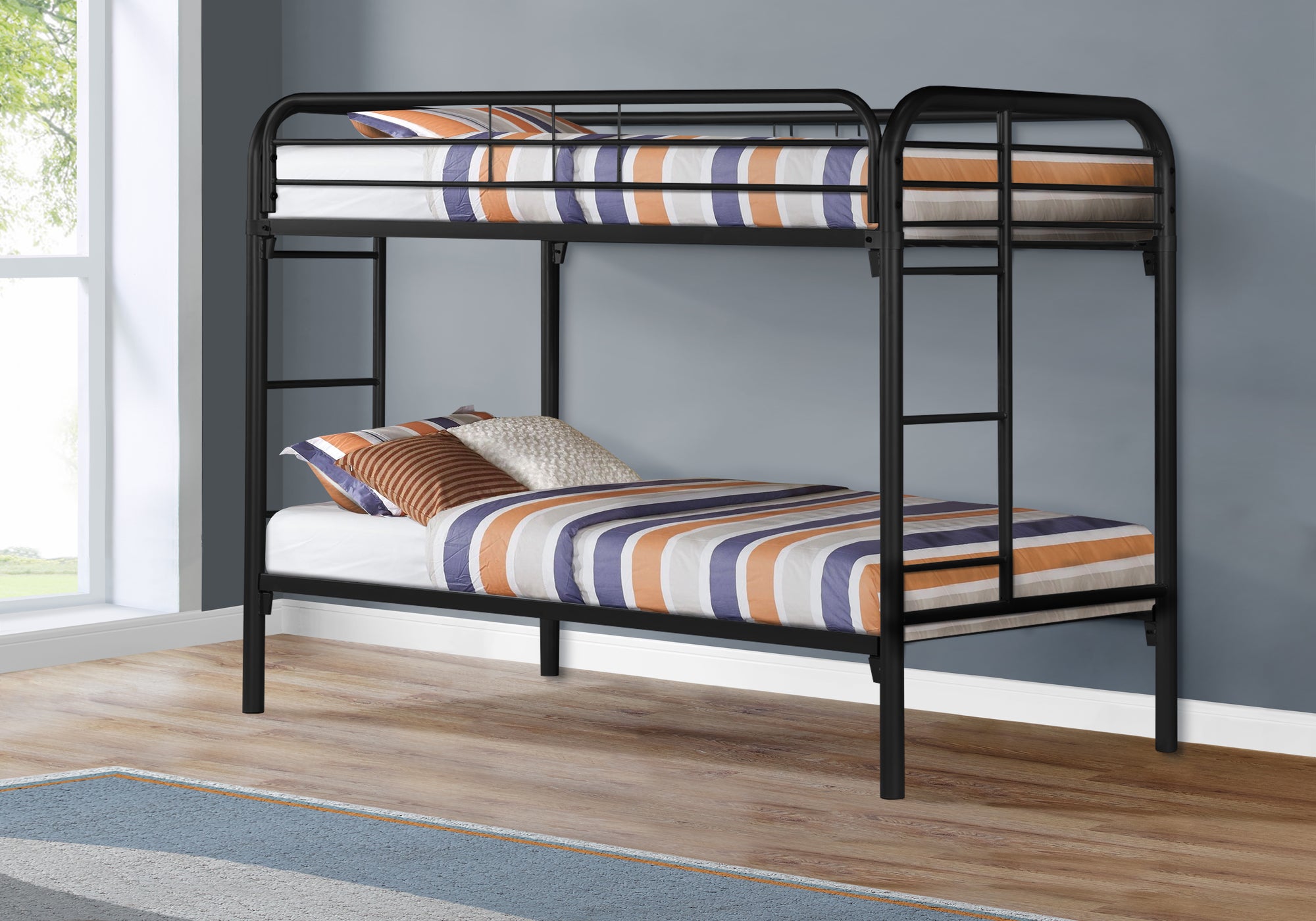 BUNK BED - TWIN / TWIN SIZE / BLACK METAL