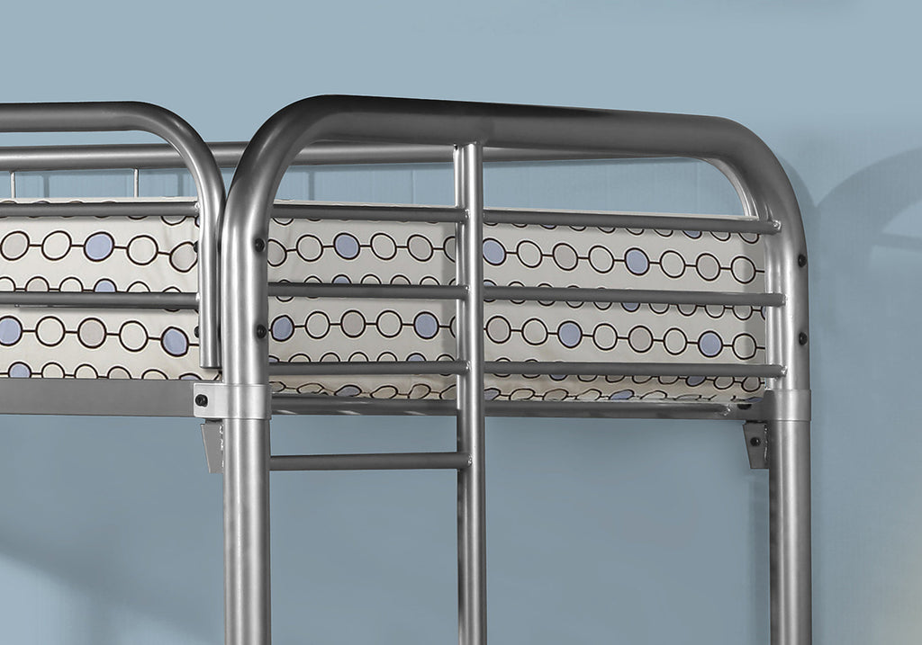 BUNK BED - TWIN / TWIN SIZE / SILVER METAL