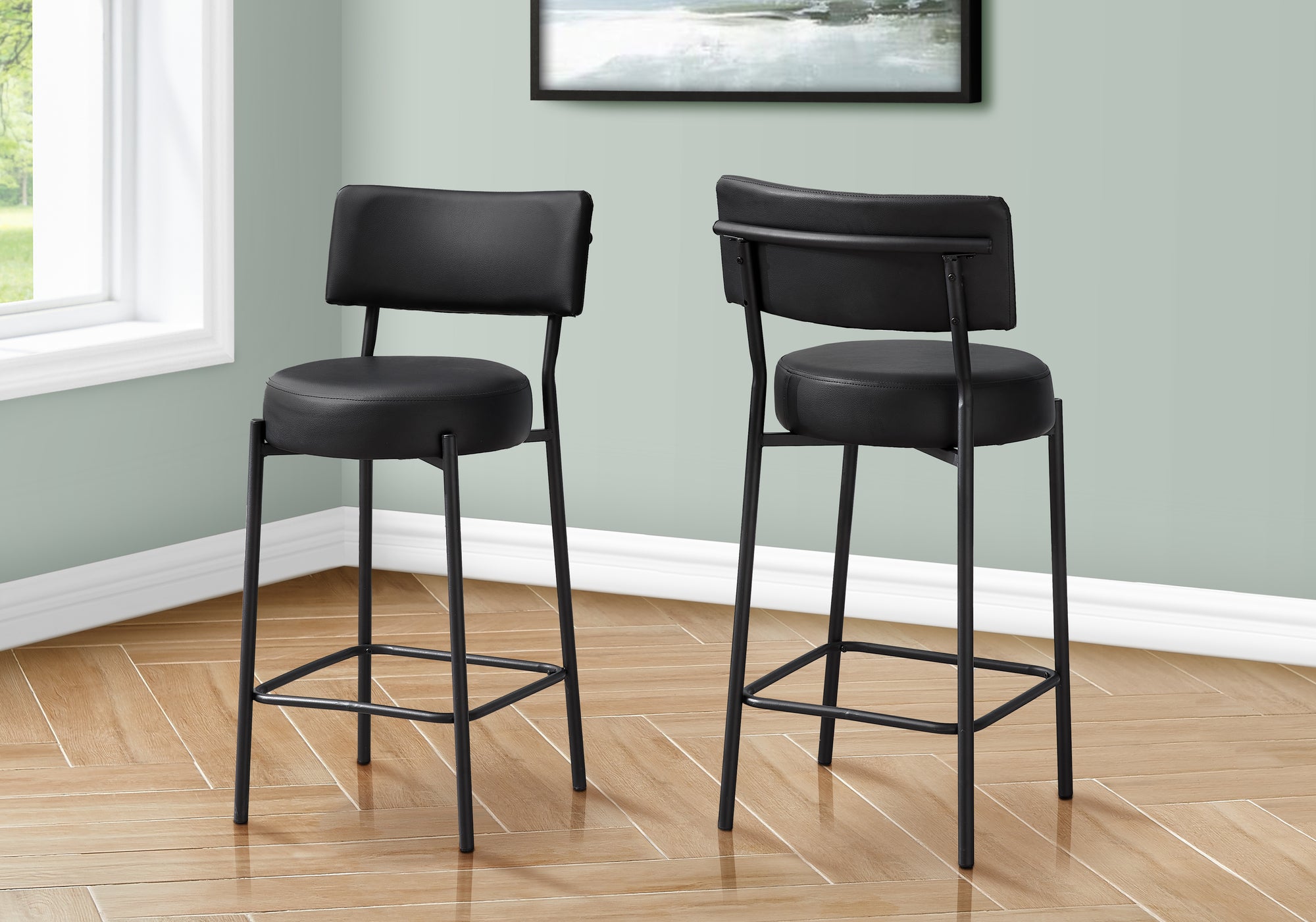 BARSTOOL - 2PCS/ 37""H/ BLACK / BLACK METAL COUNTER HEIGHT