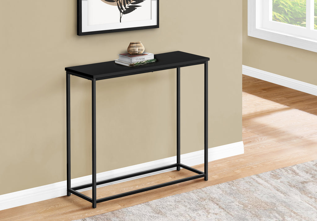 ACCENT TABLE - 32""L / BLACK / BLACK METAL HALL CONSOLE