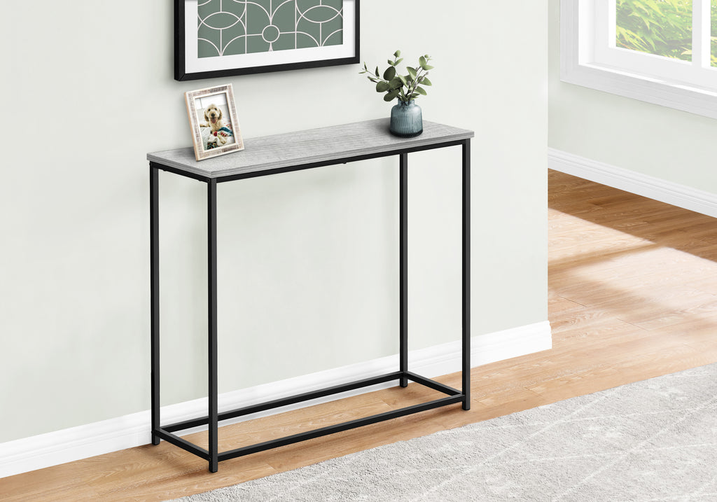 ACCENT TABLE - 32""L / GREY / BLACK METAL HALL CONSOLE