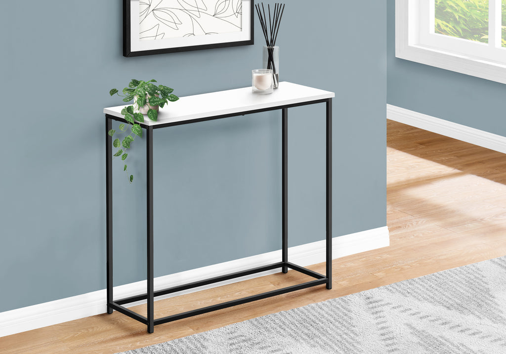 ACCENT TABLE - 32""L / WHITE / BLACK METAL CONSOLE