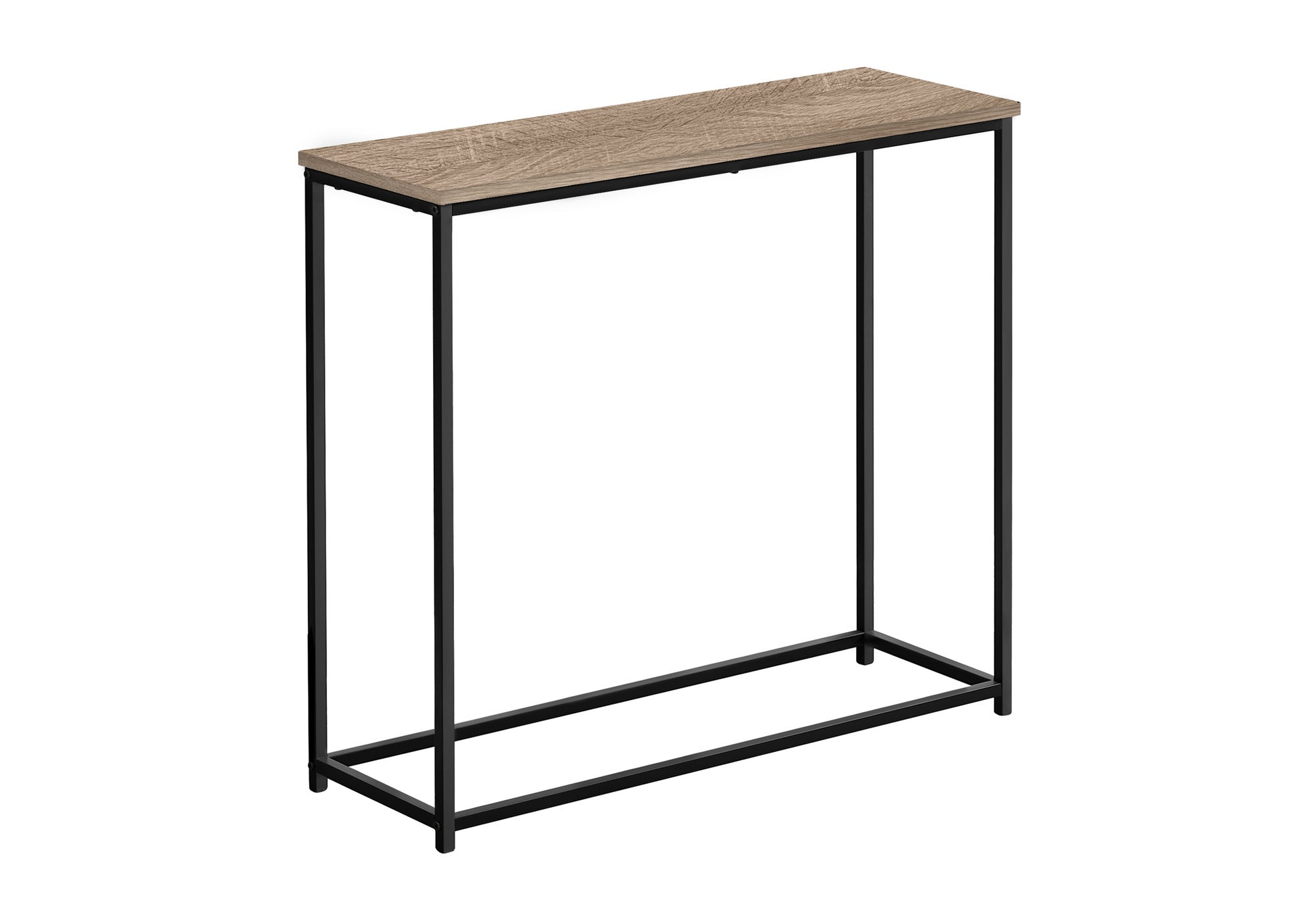 ACCENT TABLE - 32""L / DARK TAUPE / BLACK METAL CONSOLE