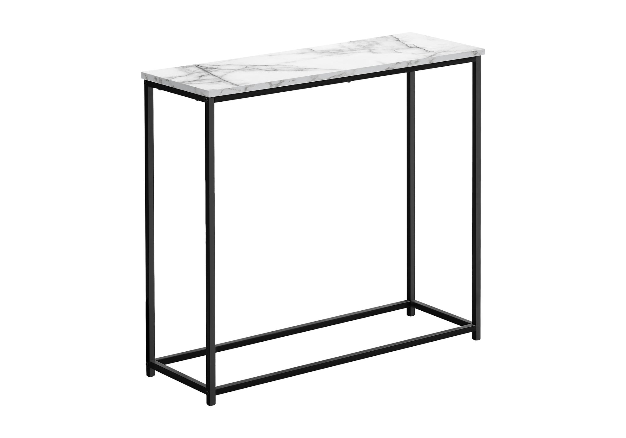 ACCENT TABLE - 32""L / WHITE MARBLE / BLACK METAL CONSOLE