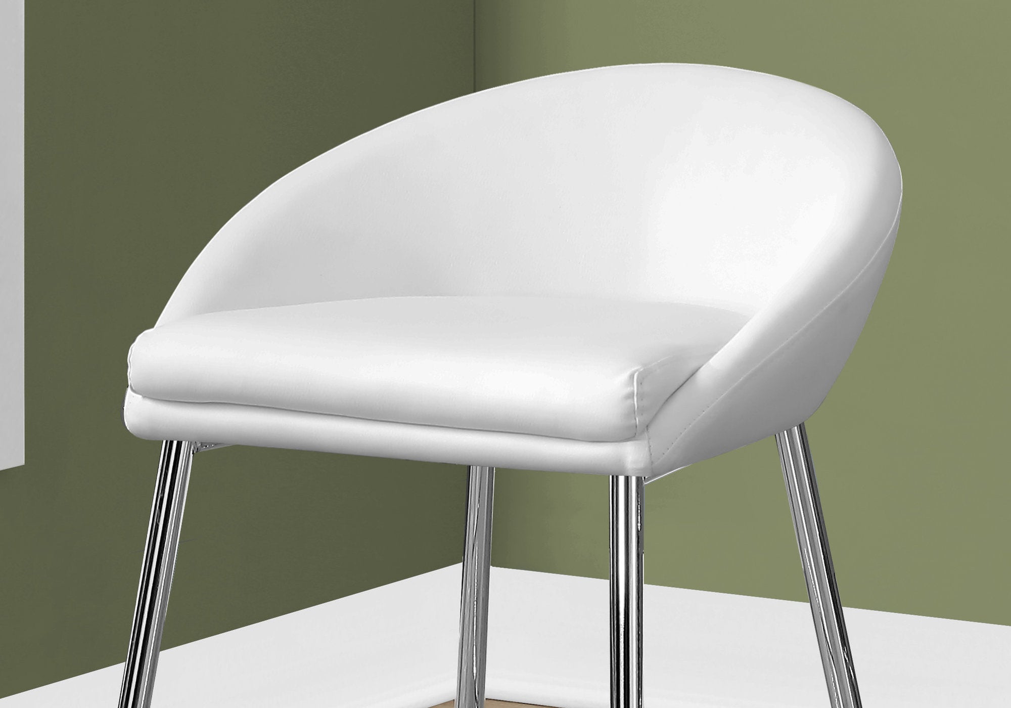 BARSTOOL - 2PCS / WHITE / CHROME BASE / COUNTER HEIGHT