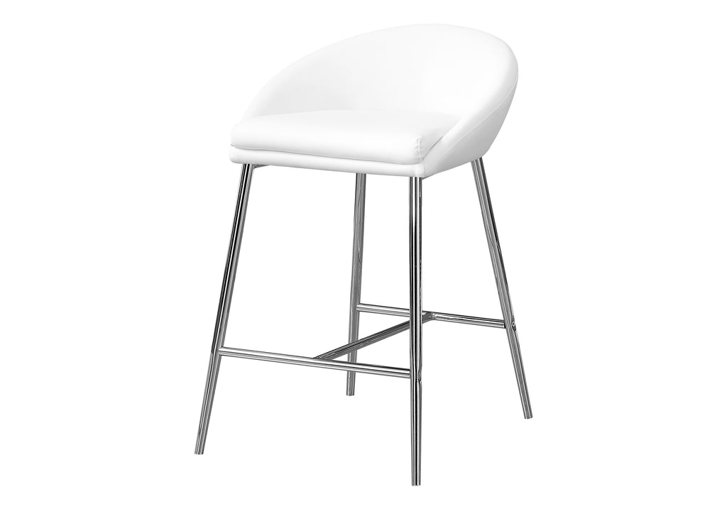 BARSTOOL - 2PCS / WHITE / CHROME BASE / COUNTER HEIGHT