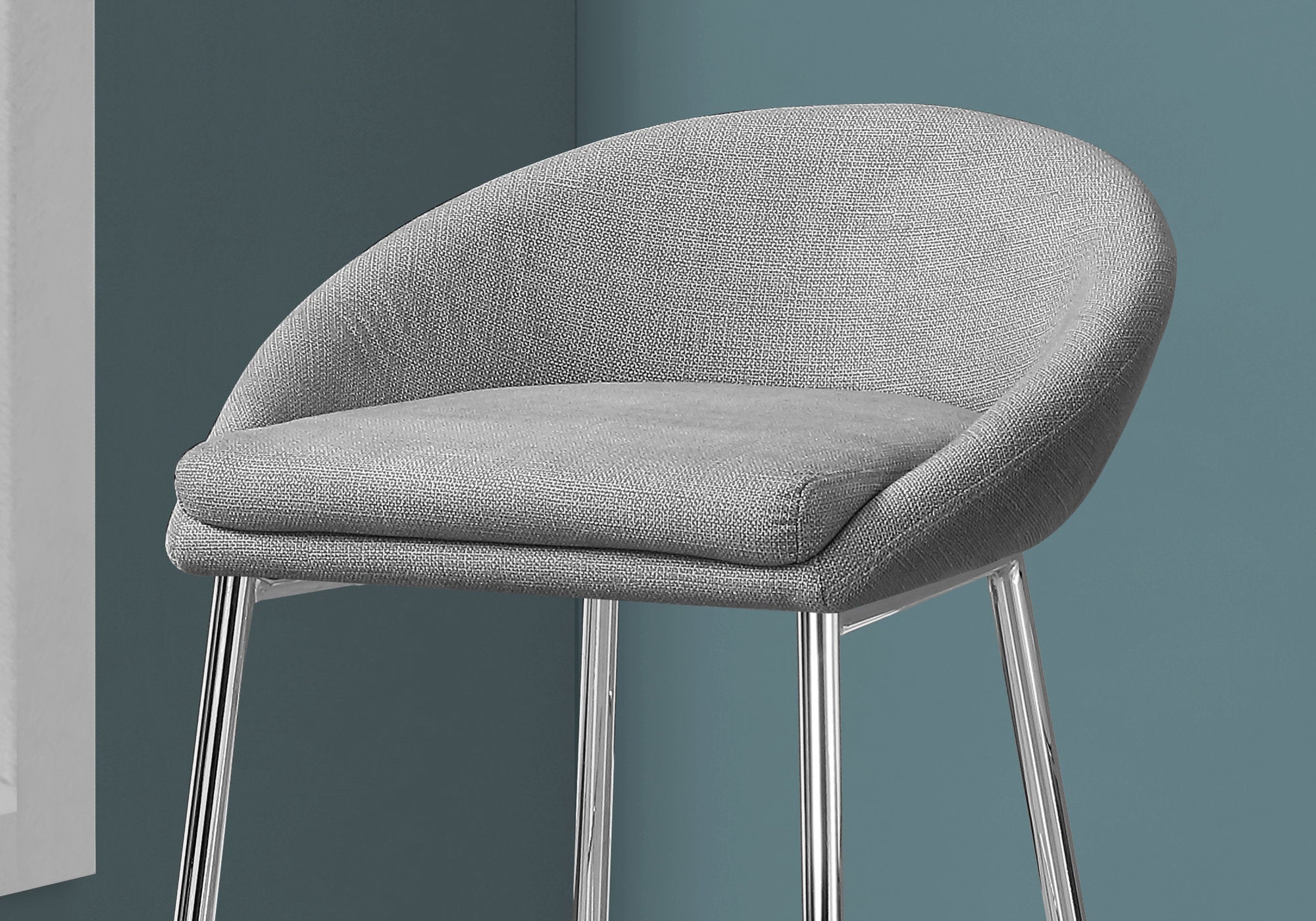 BARSTOOL - 2PCS / GREY FABRIC / CHROME BASE / BAR HEIGHT