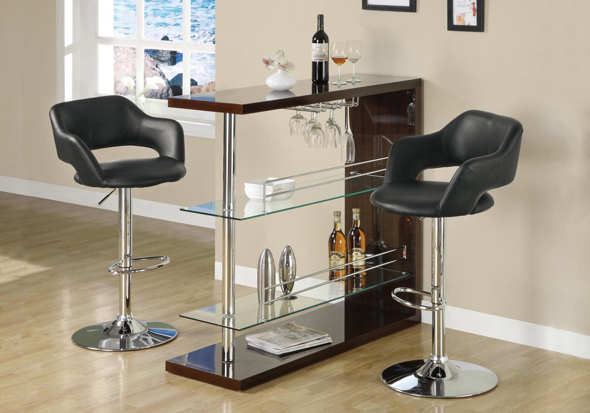 BARSTOOL - BLACK / CHROME METAL HYDRAULIC LIFT