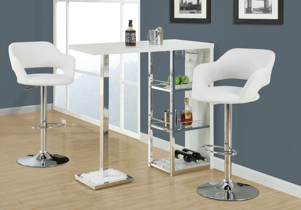 BARSTOOL - WHITE / CHROME METAL HYDRAULIC LIFT