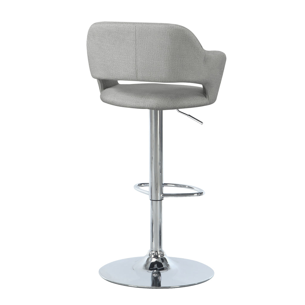 BARSTOOL - GREY FABRIC / CHROME METAL HYDRAULIC LIFT