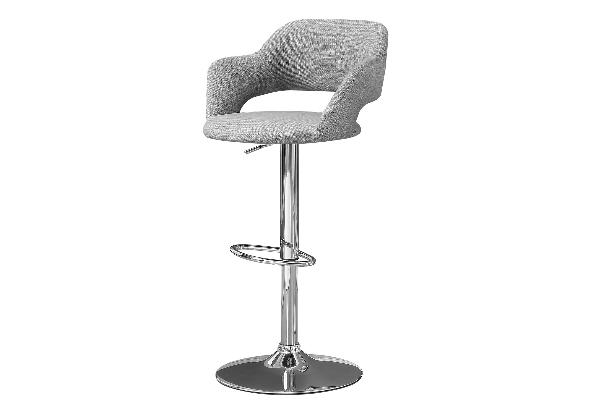 BARSTOOL - GREY FABRIC / CHROME METAL HYDRAULIC LIFT