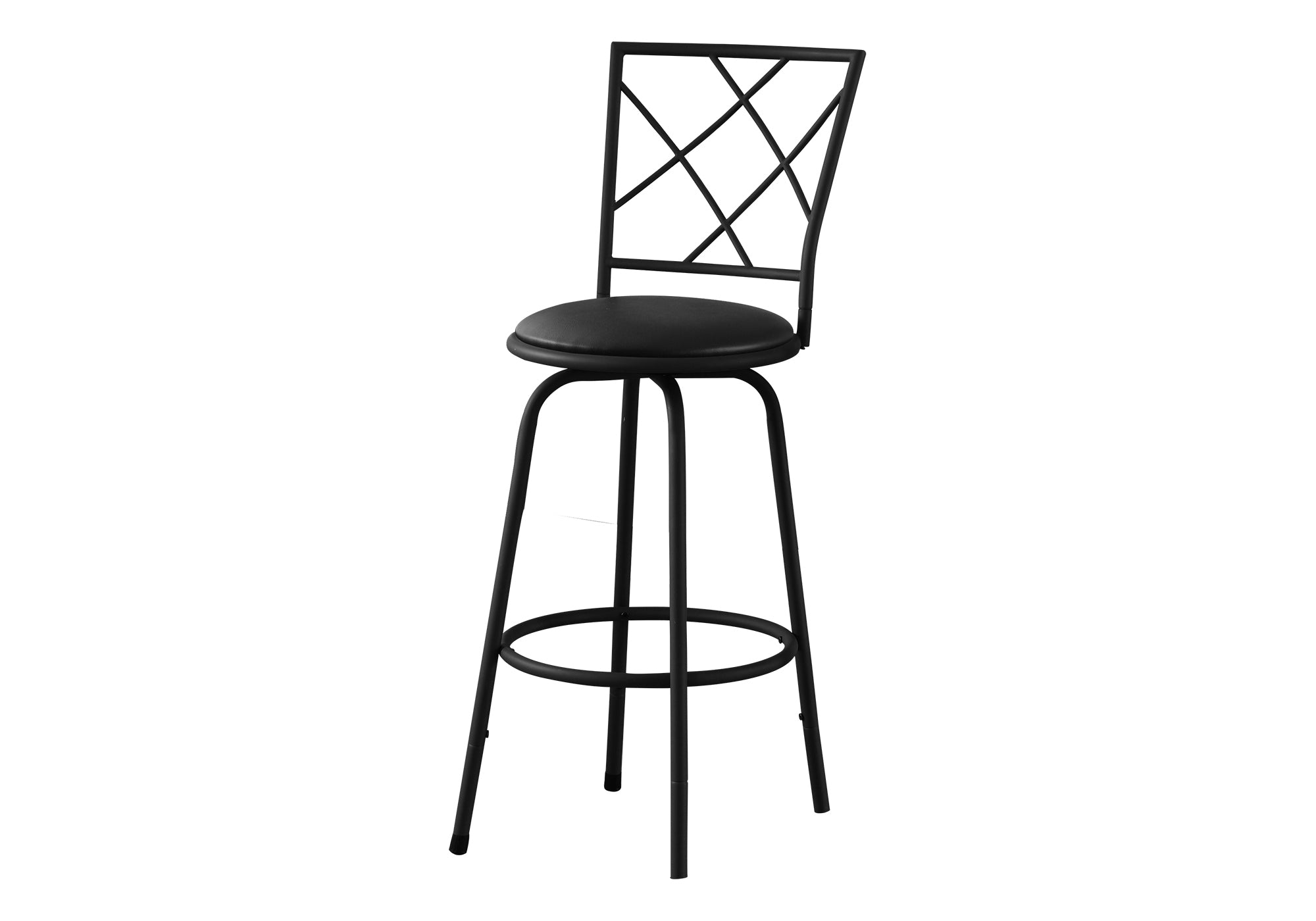 BARSTOOL - 2PCS / SWIVEL / BLACK /BLACK LEATHER-LOOK SEAT