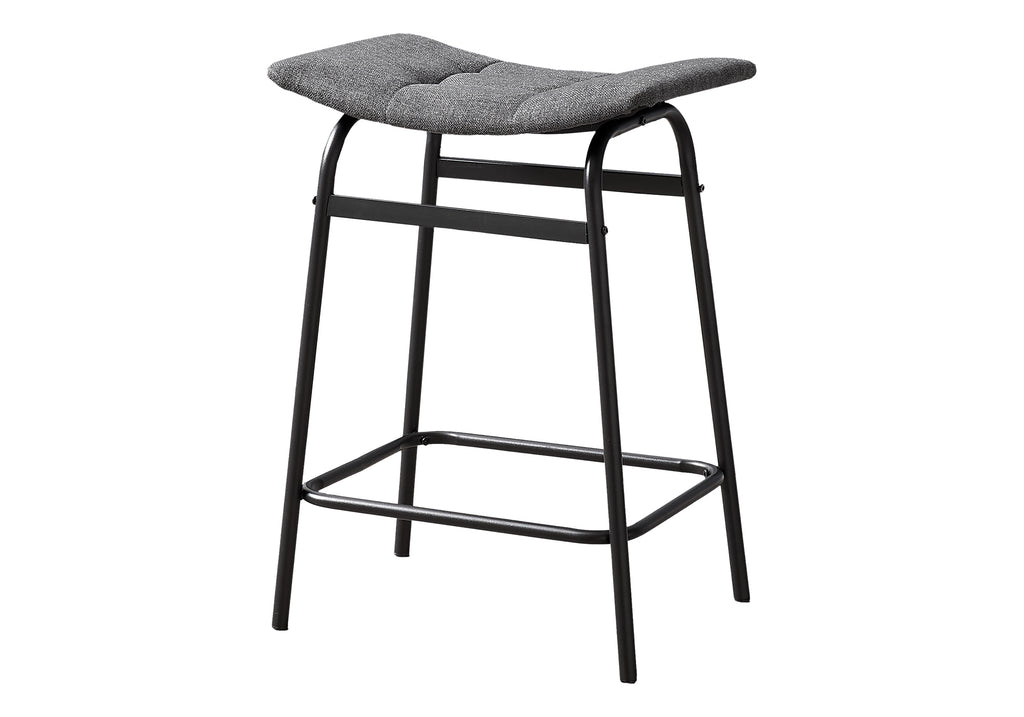 BARSTOOL - 2PCS / GREY FABRIC/ BLACK METAL COUNTER HEIGHT