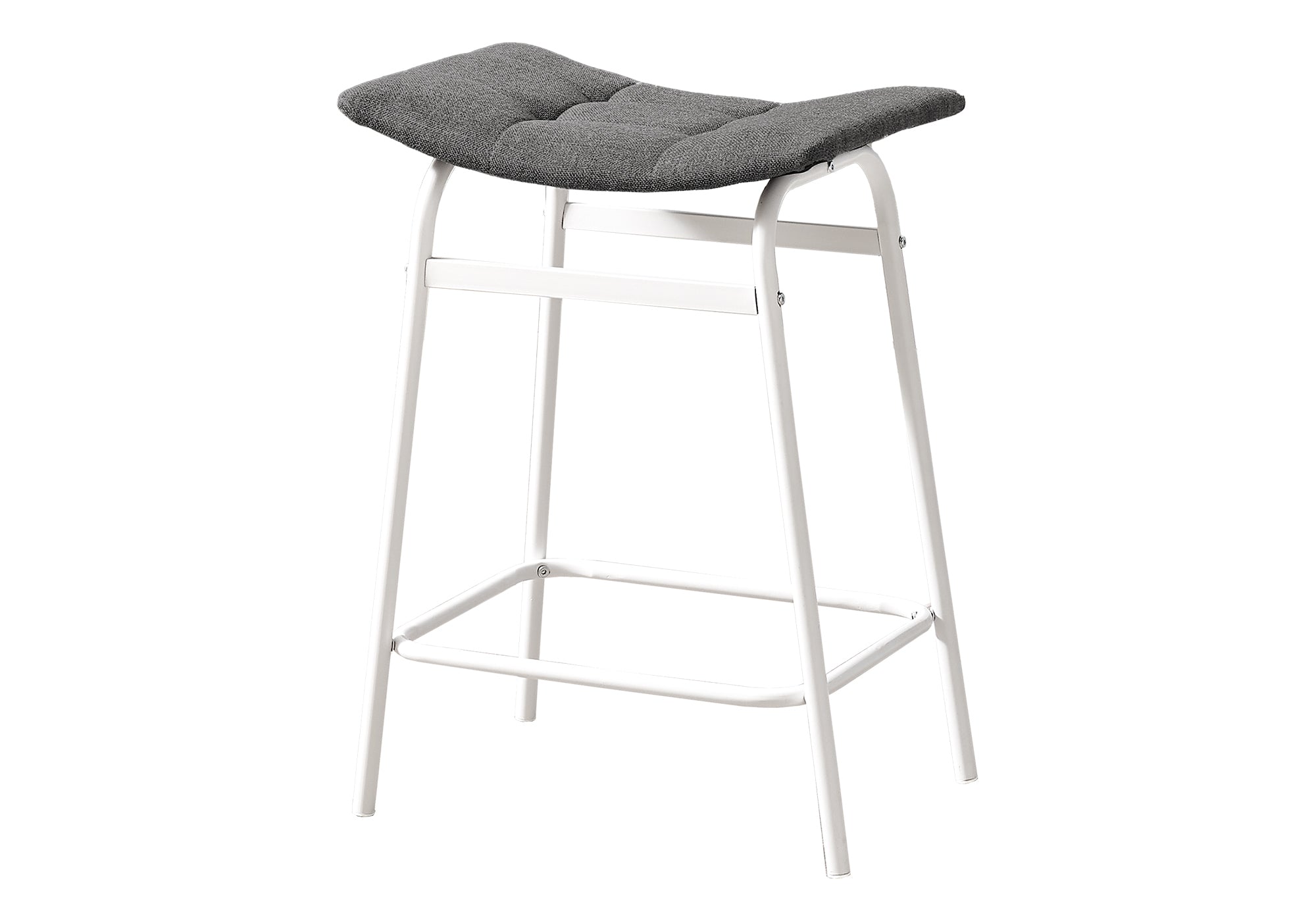 BARSTOOL - 2PCS / GREY FABRIC/ WHITE METAL COUNTER HEIGHT
