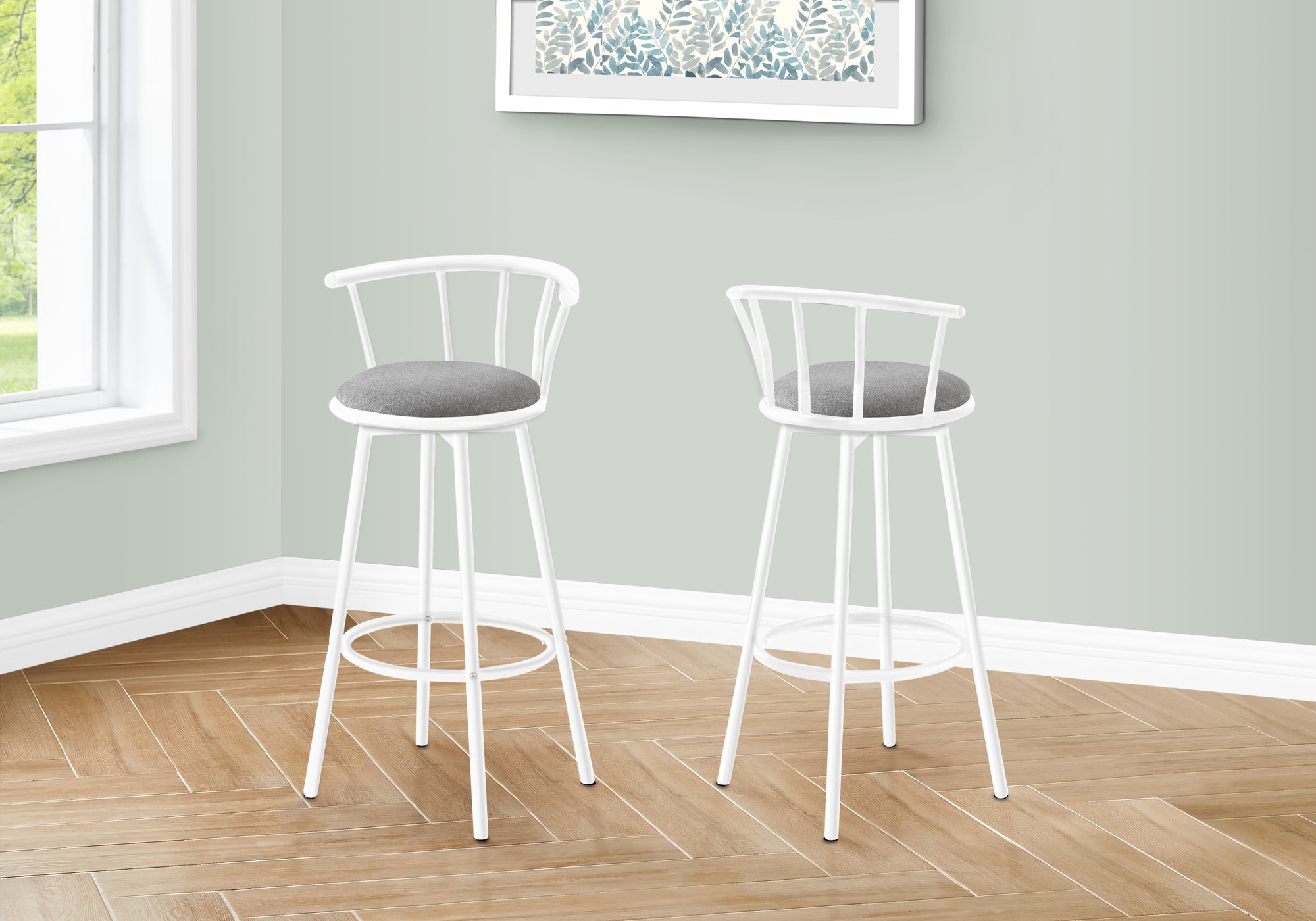 BARSTOOL - 2PCS / 36""H / SWIVEL / WHITE METAL