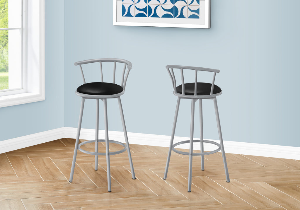 BARSTOOL - 2PCS / 36""H / SWIVEL / SILVER METAL