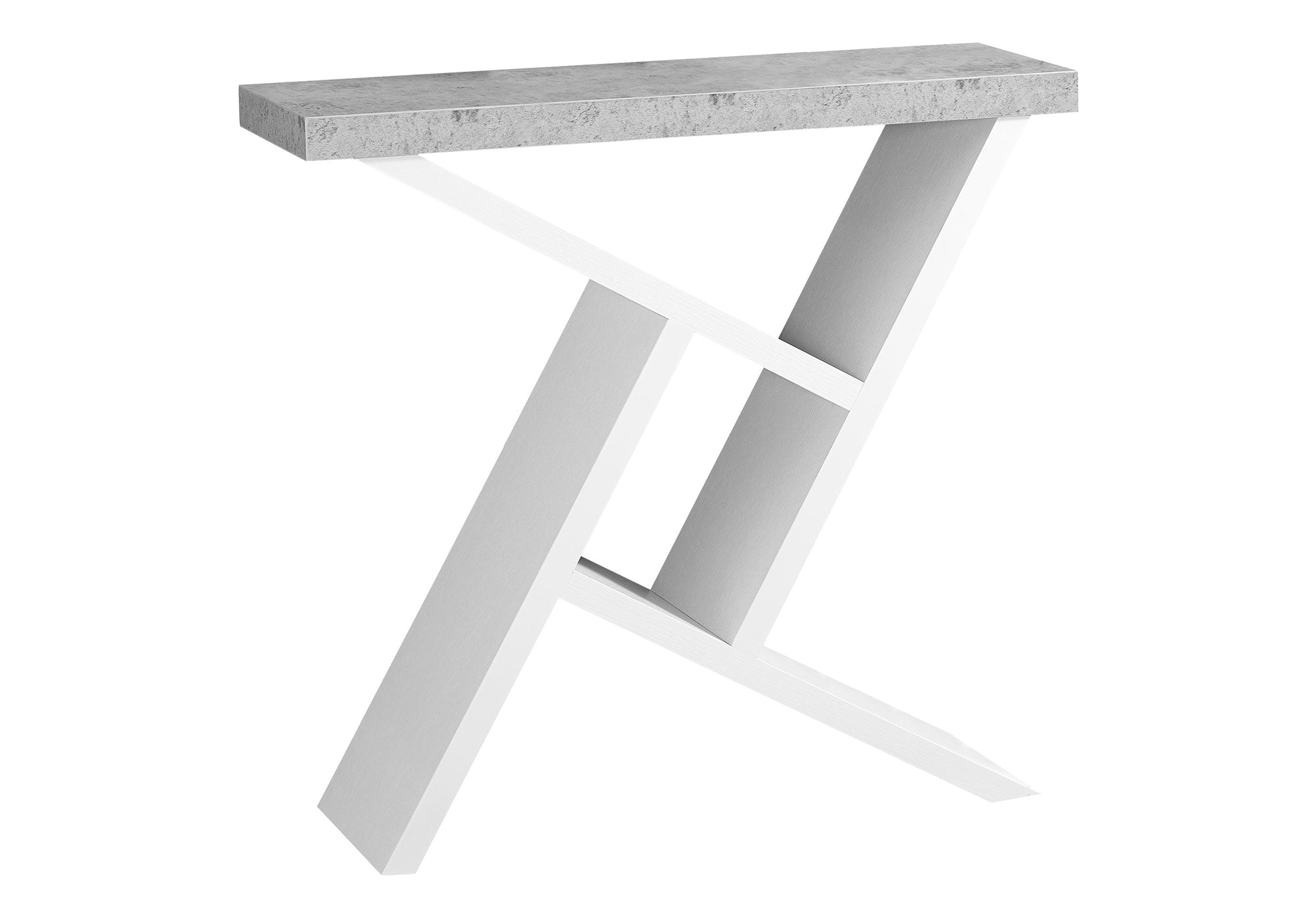 ACCENT TABLE - 36""L / WHITE / CEMENT-LOOK HALL CONSOLE