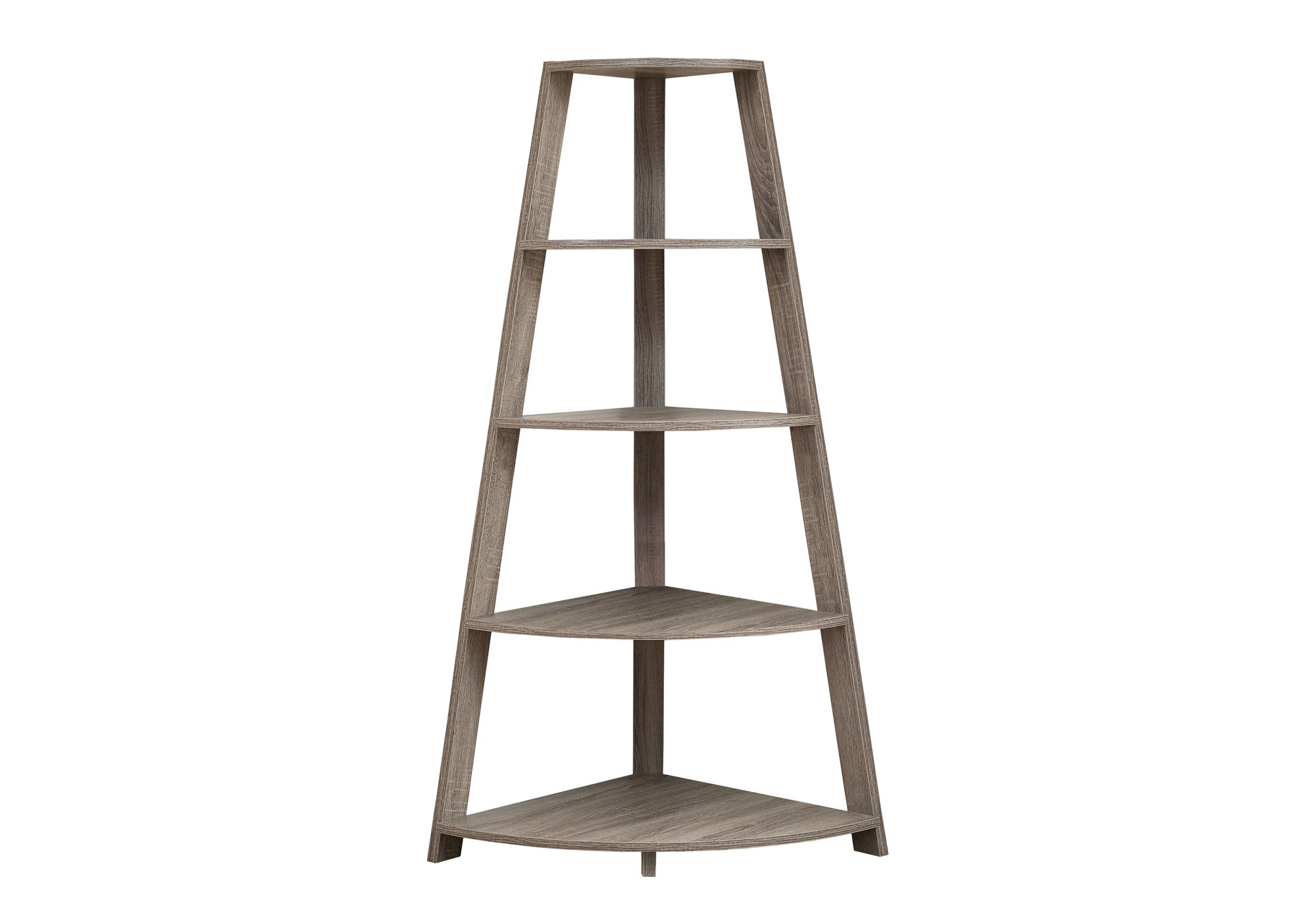 BOOKCASE - 60""H / DARK TAUPE CORNER ACCENT ETAGERE