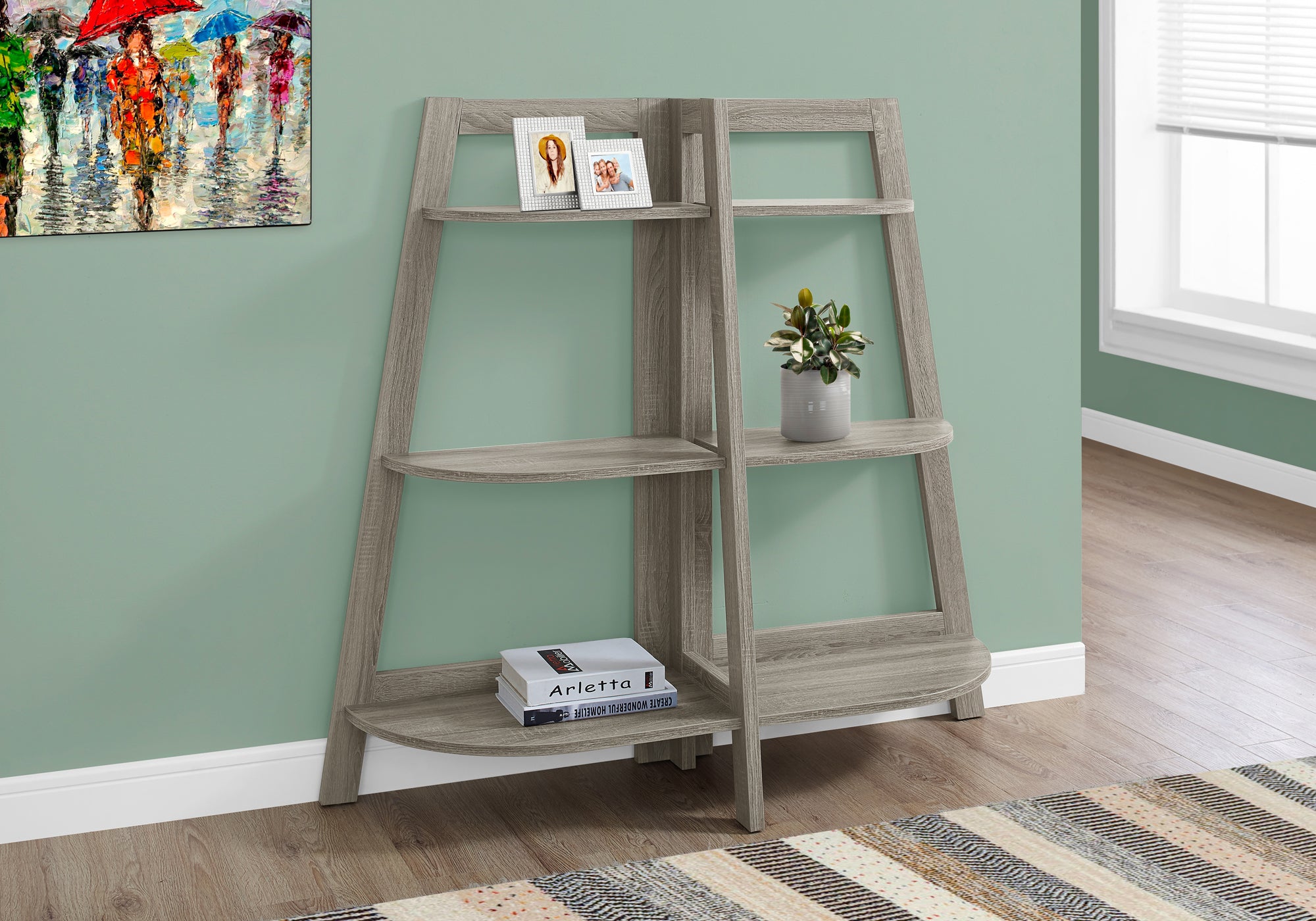 BOOKCASE - 48""H / DARK TAUPE ACCENT ETAGERE
