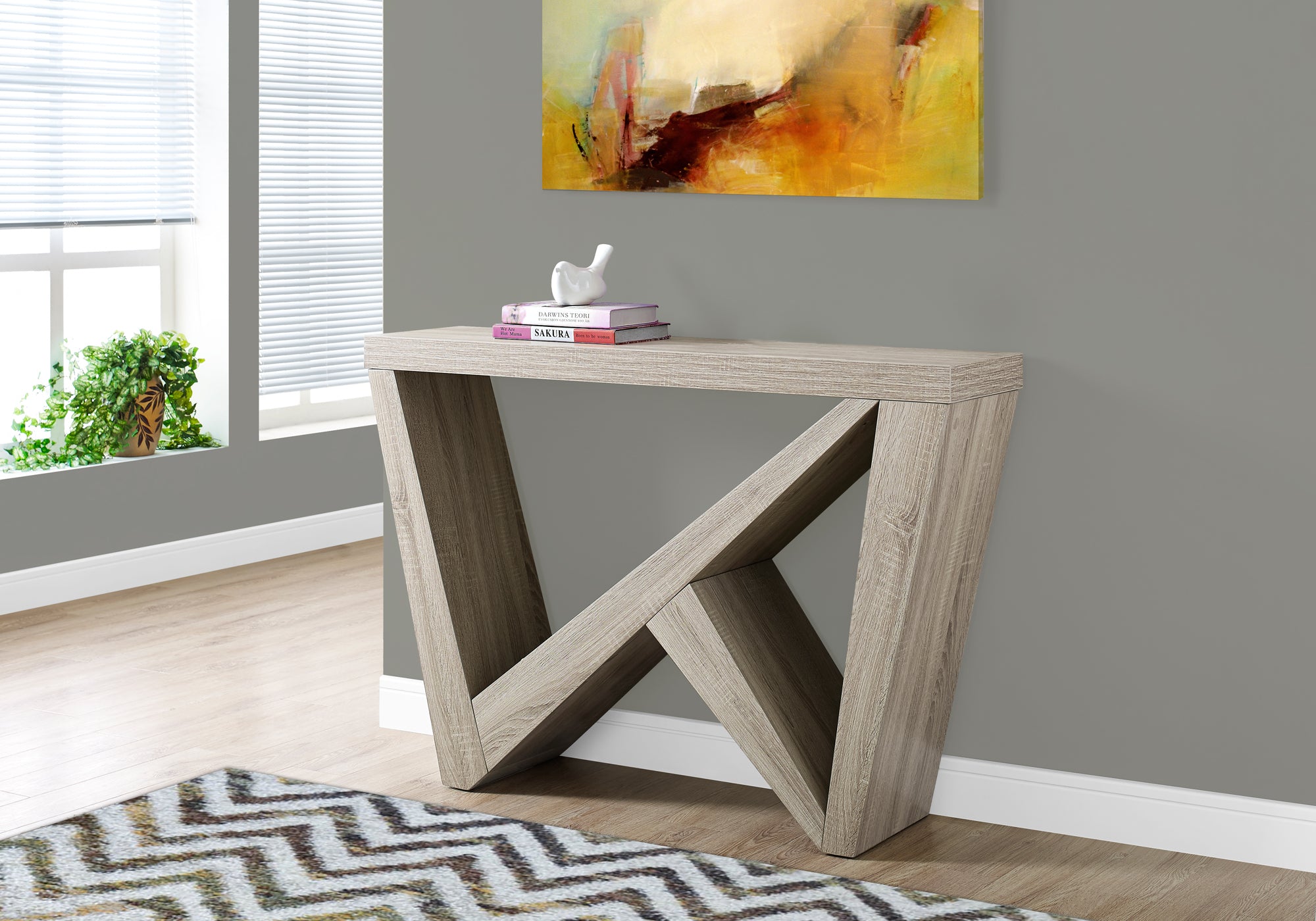 ACCENT TABLE - 48""L / DARK TAUPE HALL CONSOLE