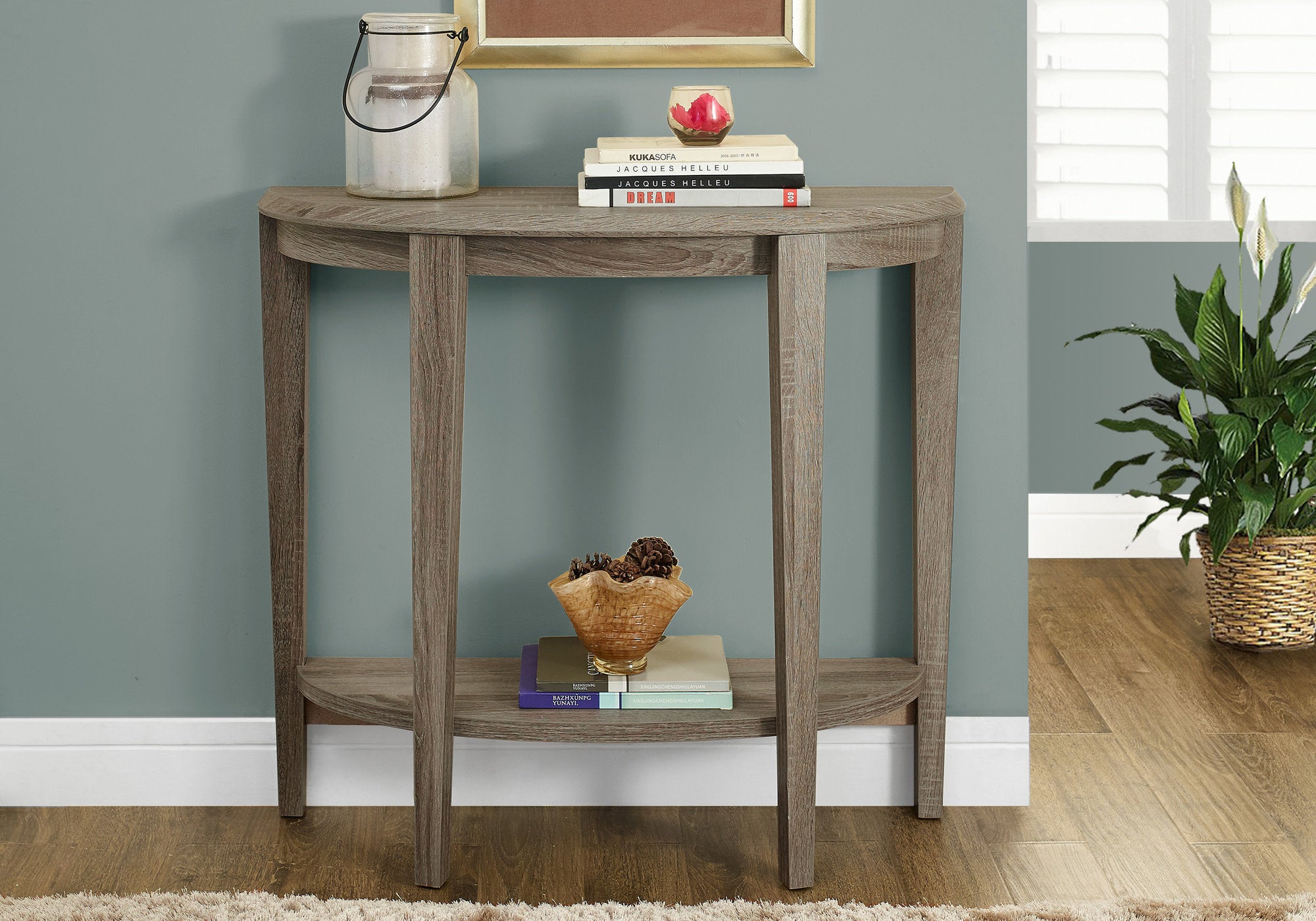 ACCENT TABLE - 36""L / DARK TAUPE HALL CONSOLE