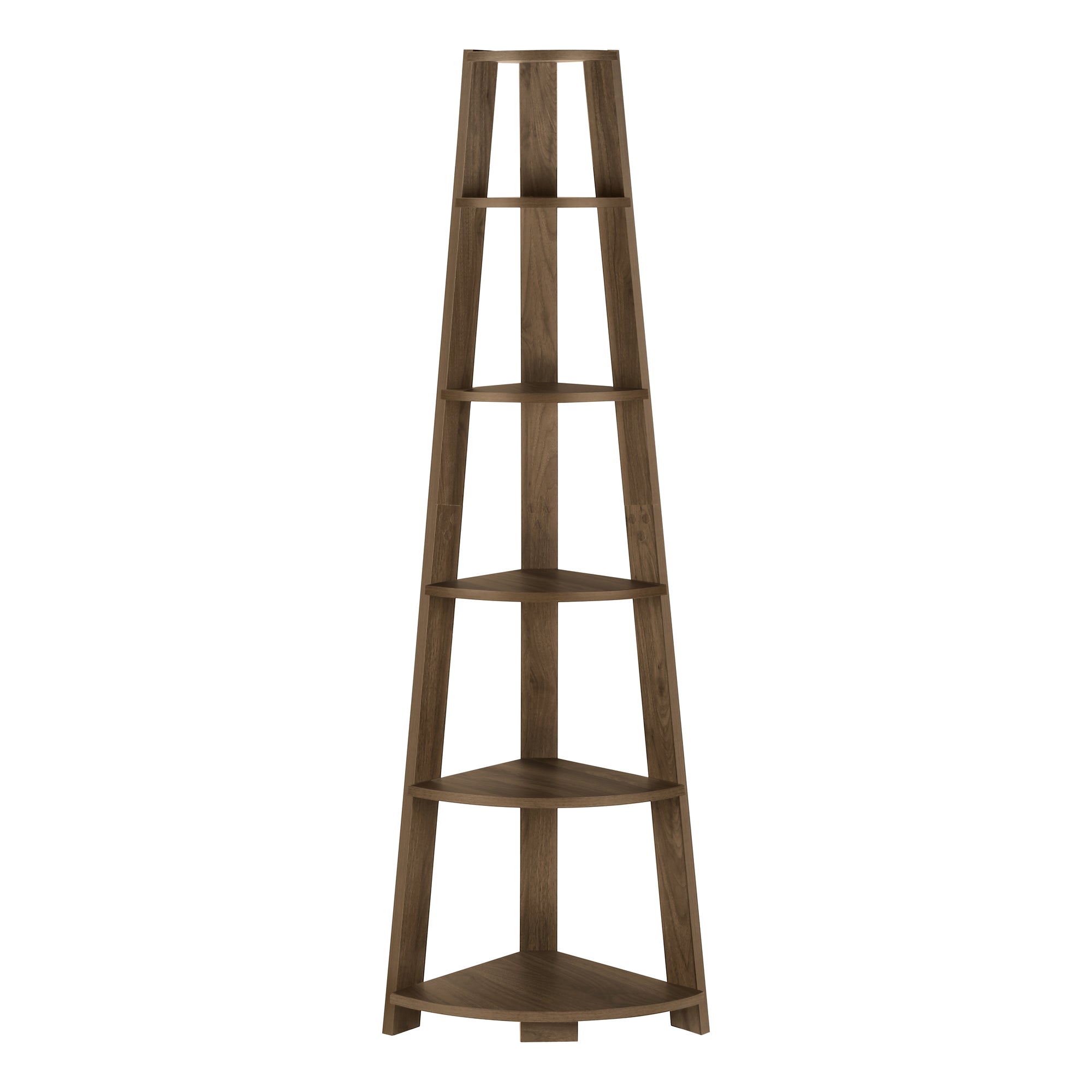 BOOKCASE - 72""""H / DARK WALNUT CORNER ACCENT ETAGERE