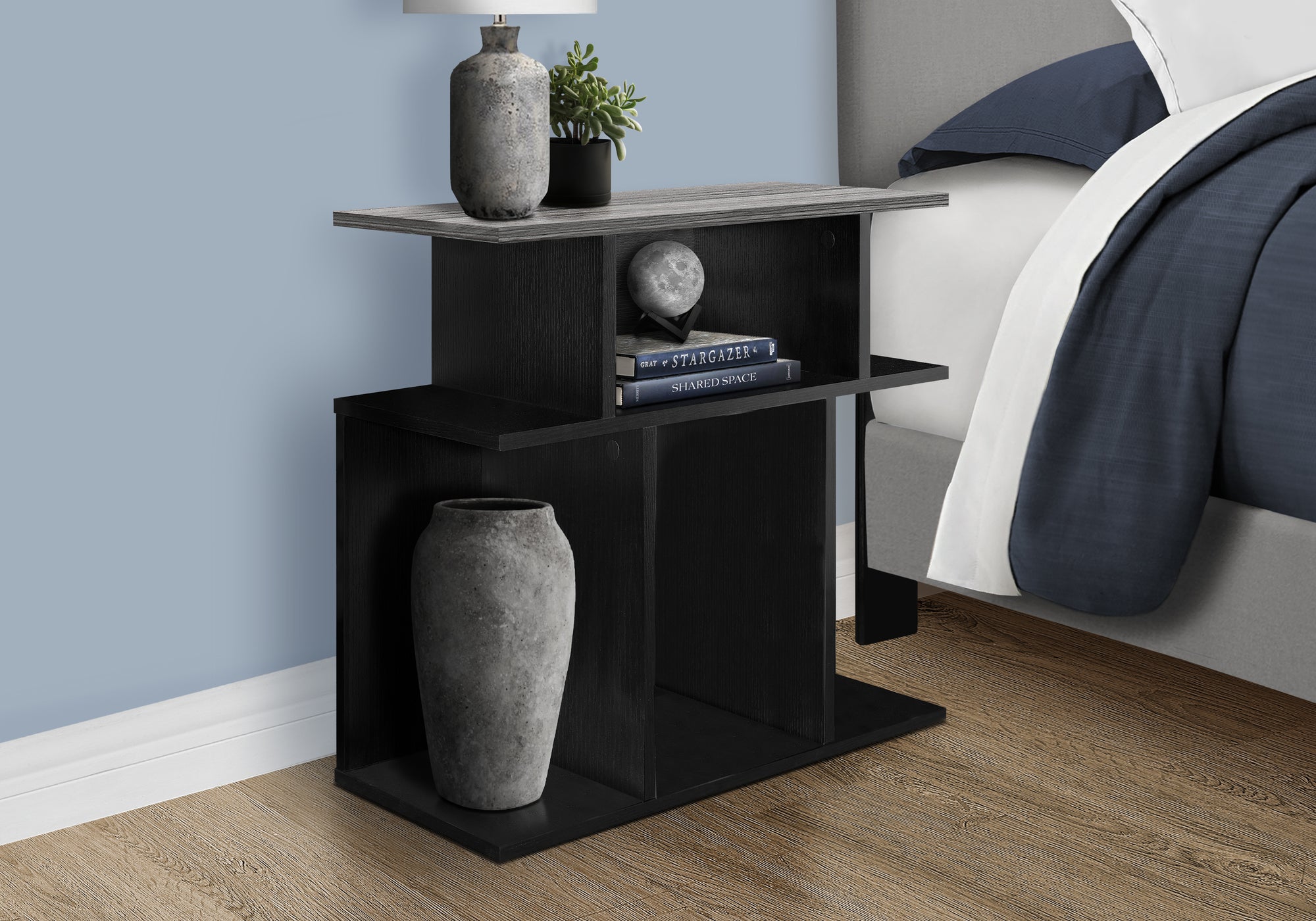 ACCENT TABLE - 24""H / BLACK / GREY TOP