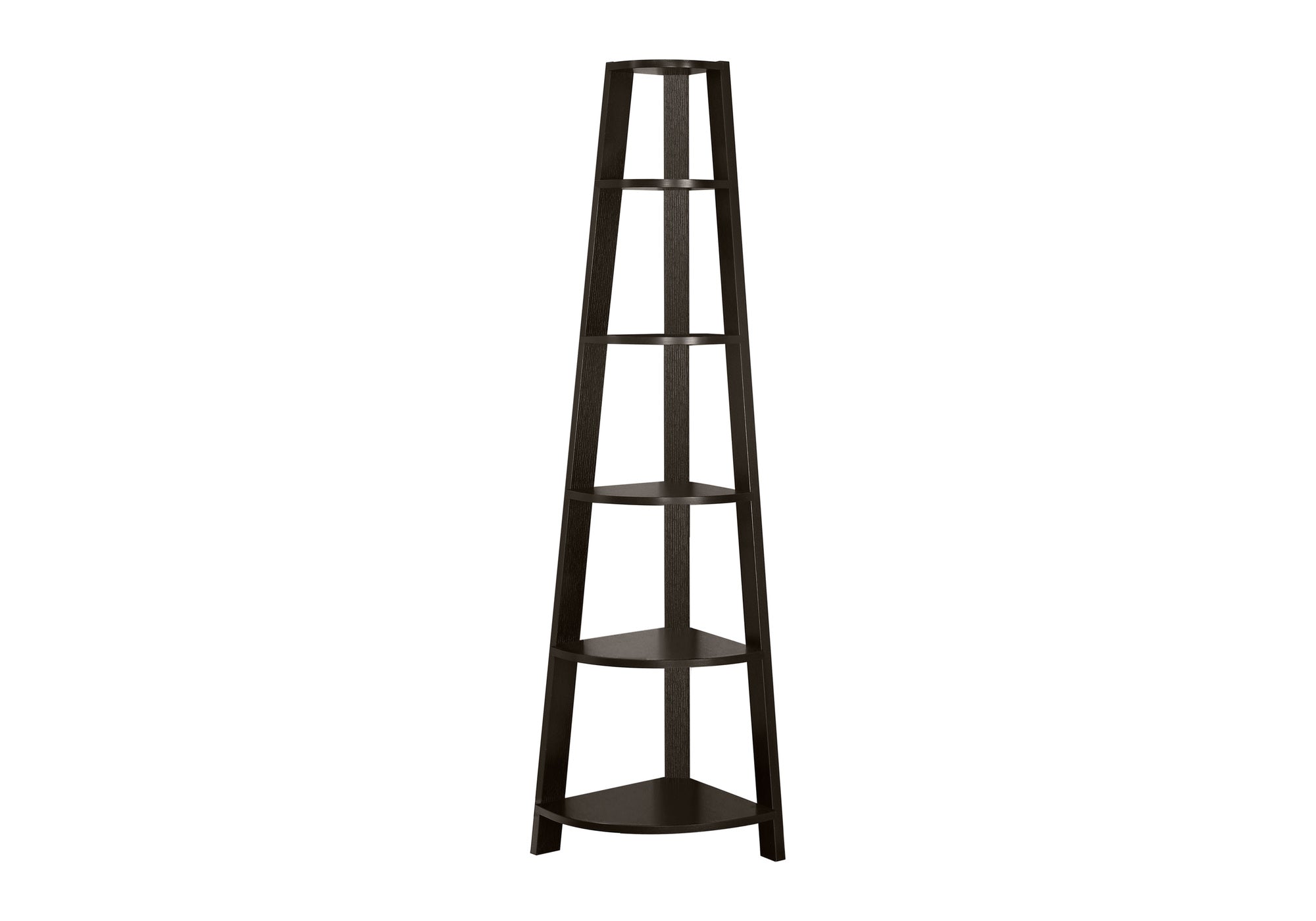 BOOKCASE - 72""""H / ESPRESSO CORNER ACCENT ETAGERE