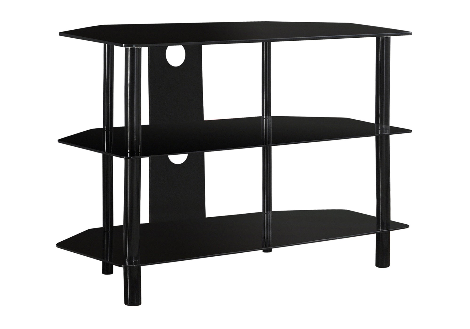 TV STAND - 36""L / BLACK METAL WITH TEMPERED BLACK GLASS