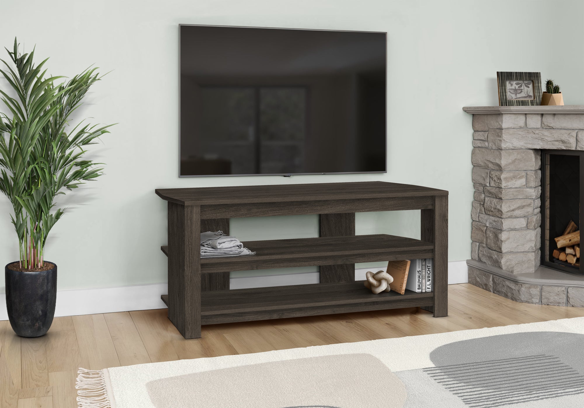 TV STAND - 42""L / BROWN OAK CORNER