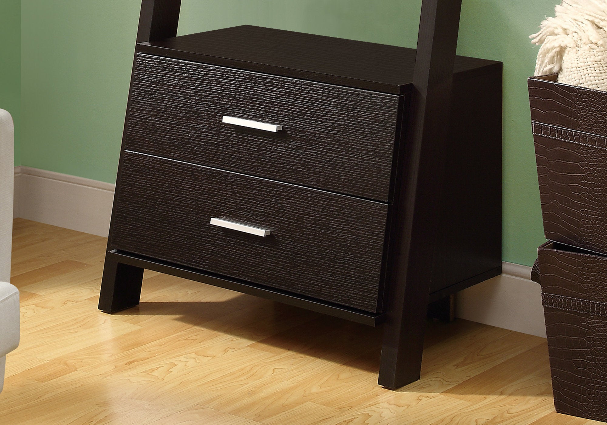 BOOKCASE - 69""H / ESPRESSO LADDER W/ 2 STORAGE DRAWERS