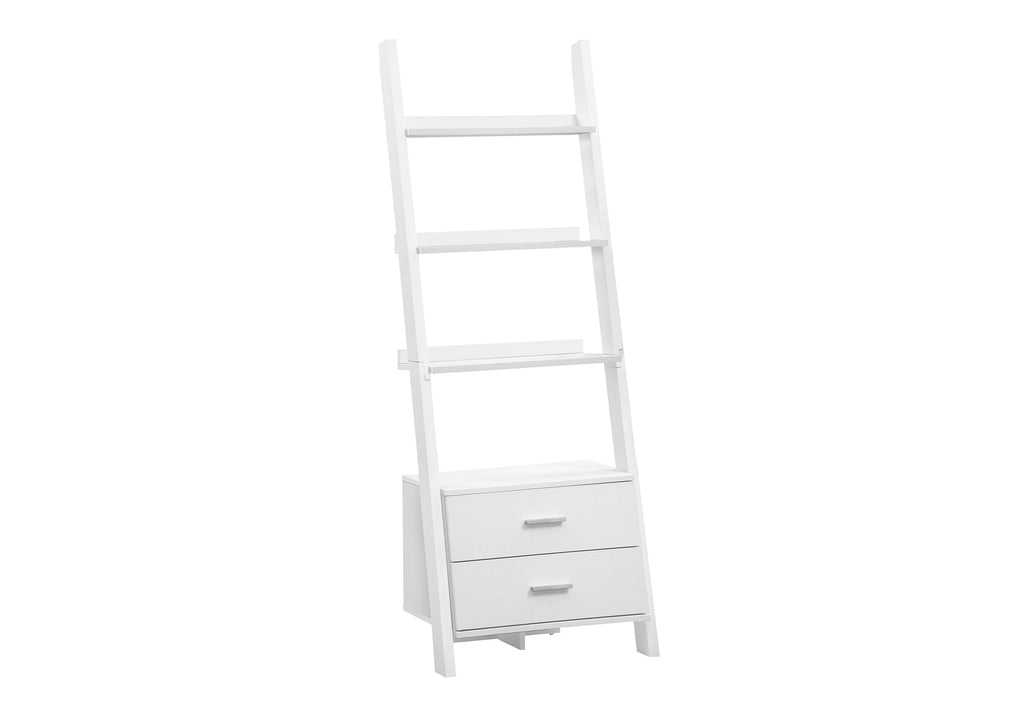 BOOKCASE - 69""H / WHITE LADDER WITH 2 STORAGE DRAWERS