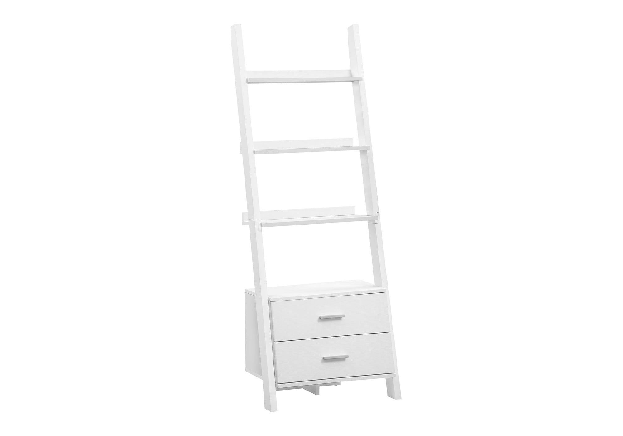 BOOKCASE - 69""H / WHITE LADDER WITH 2 STORAGE DRAWERS