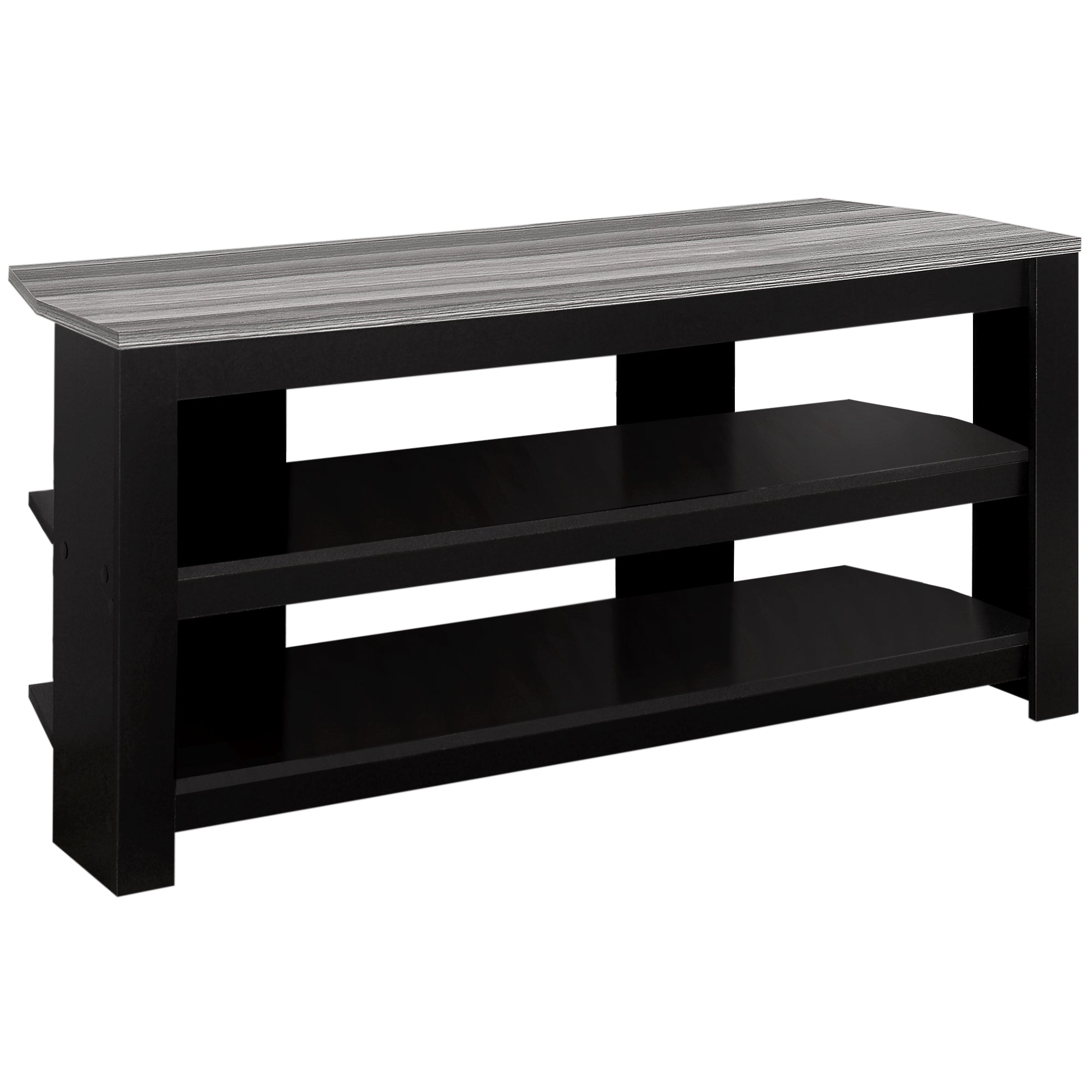 TV STAND - 42""L / BLACK / GREY TOP CORNER