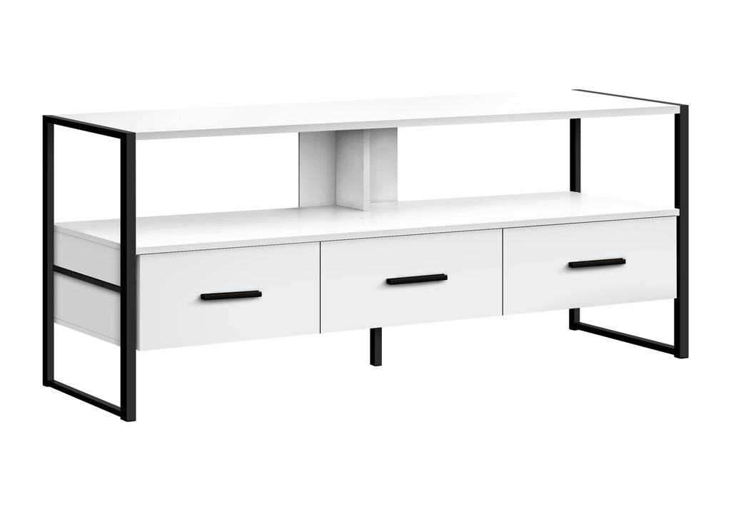 TV STAND - 48""L / WHITE / BLACK METAL