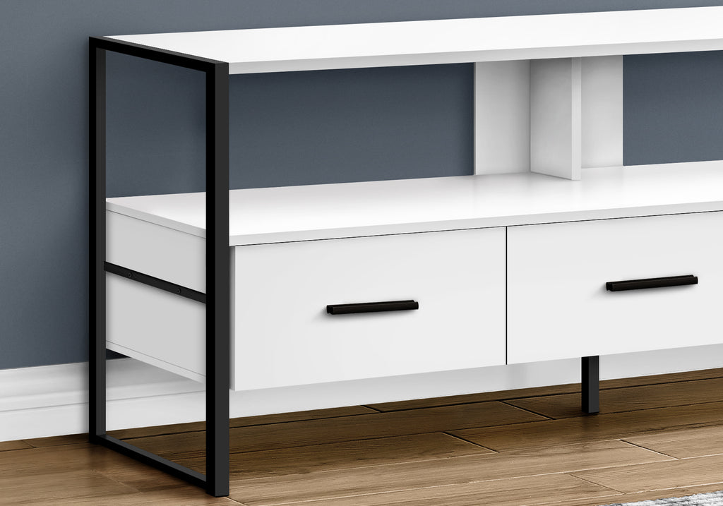 TV STAND - 48""L / WHITE / BLACK METAL