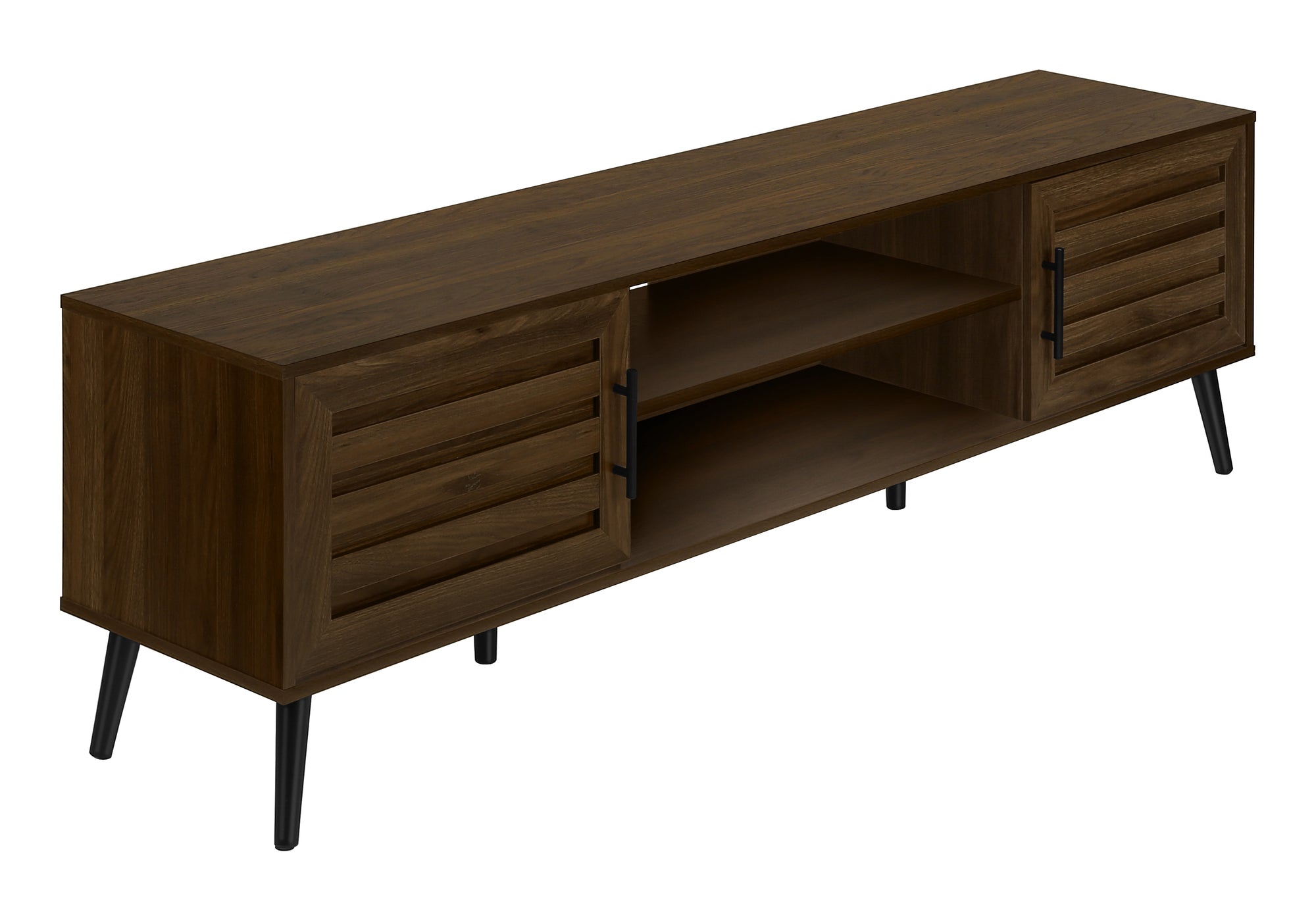 TV STAND - 72""L / BROWN WOOD-LOOK WITH 2 DOORS