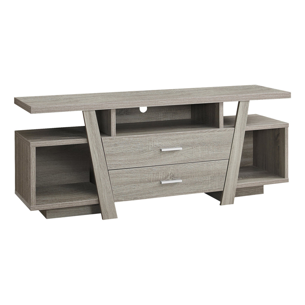 TV STAND - 60""L / DARK TAUPE WITH 2 STORAGE DRAWERS