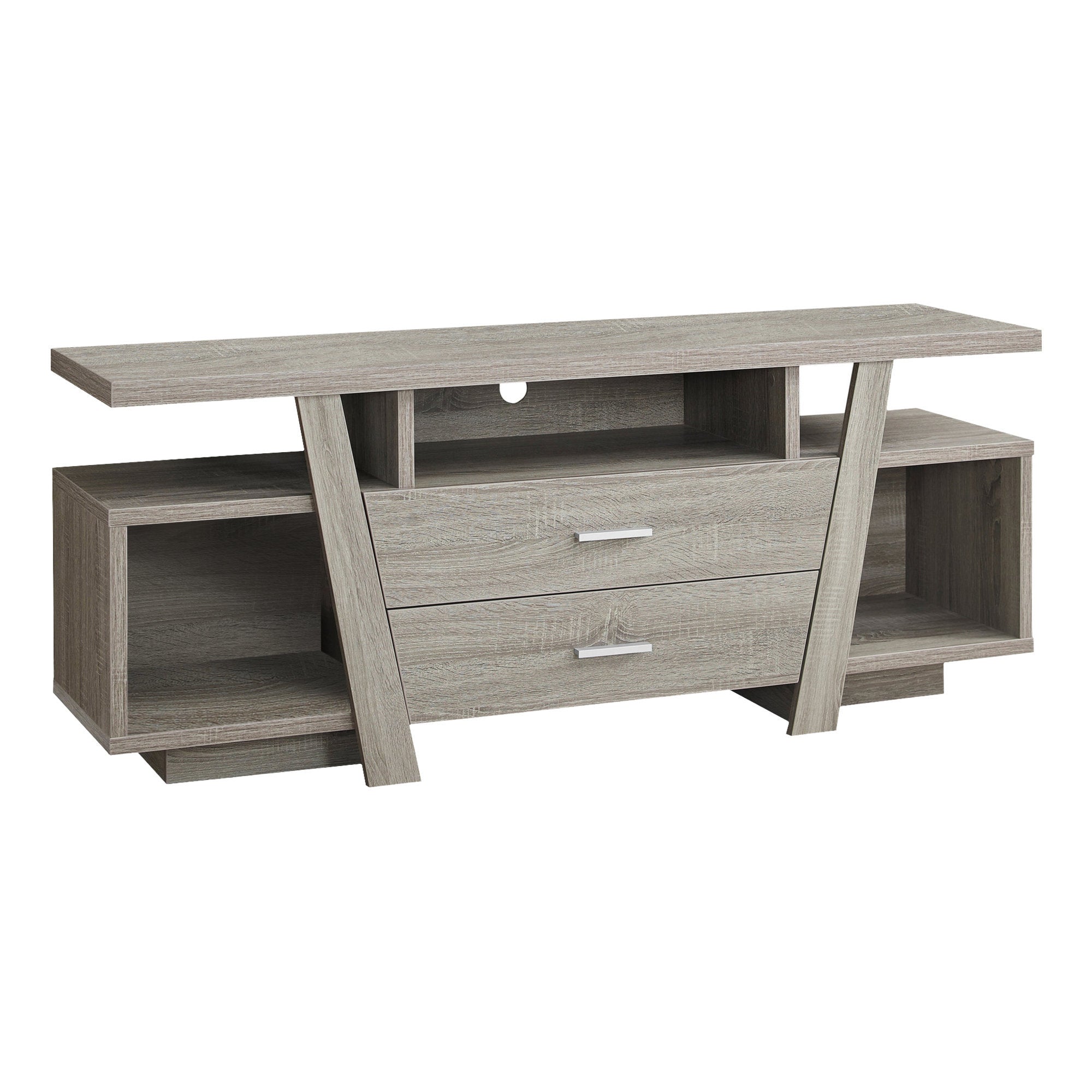 TV STAND - 60""L / DARK TAUPE WITH 2 STORAGE DRAWERS