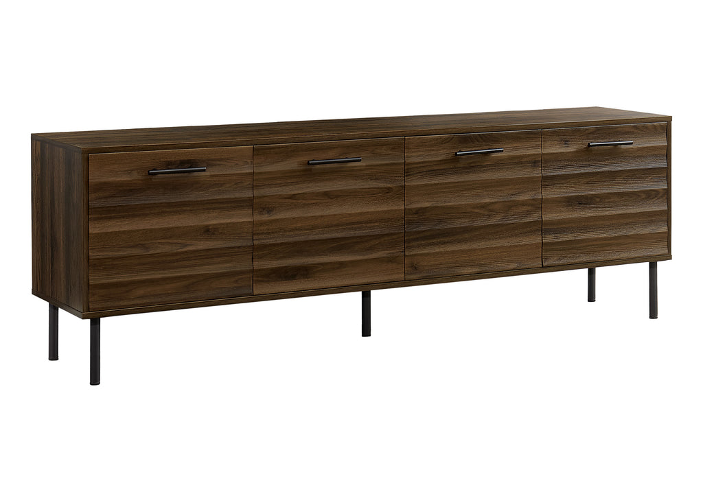 TV STAND - 72""L / DARK BROWN WOOD-LOOK WITH 4 DOORS