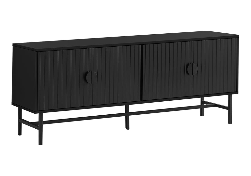 TV STAND - 60""L / BLACK WITH BLACK METAL