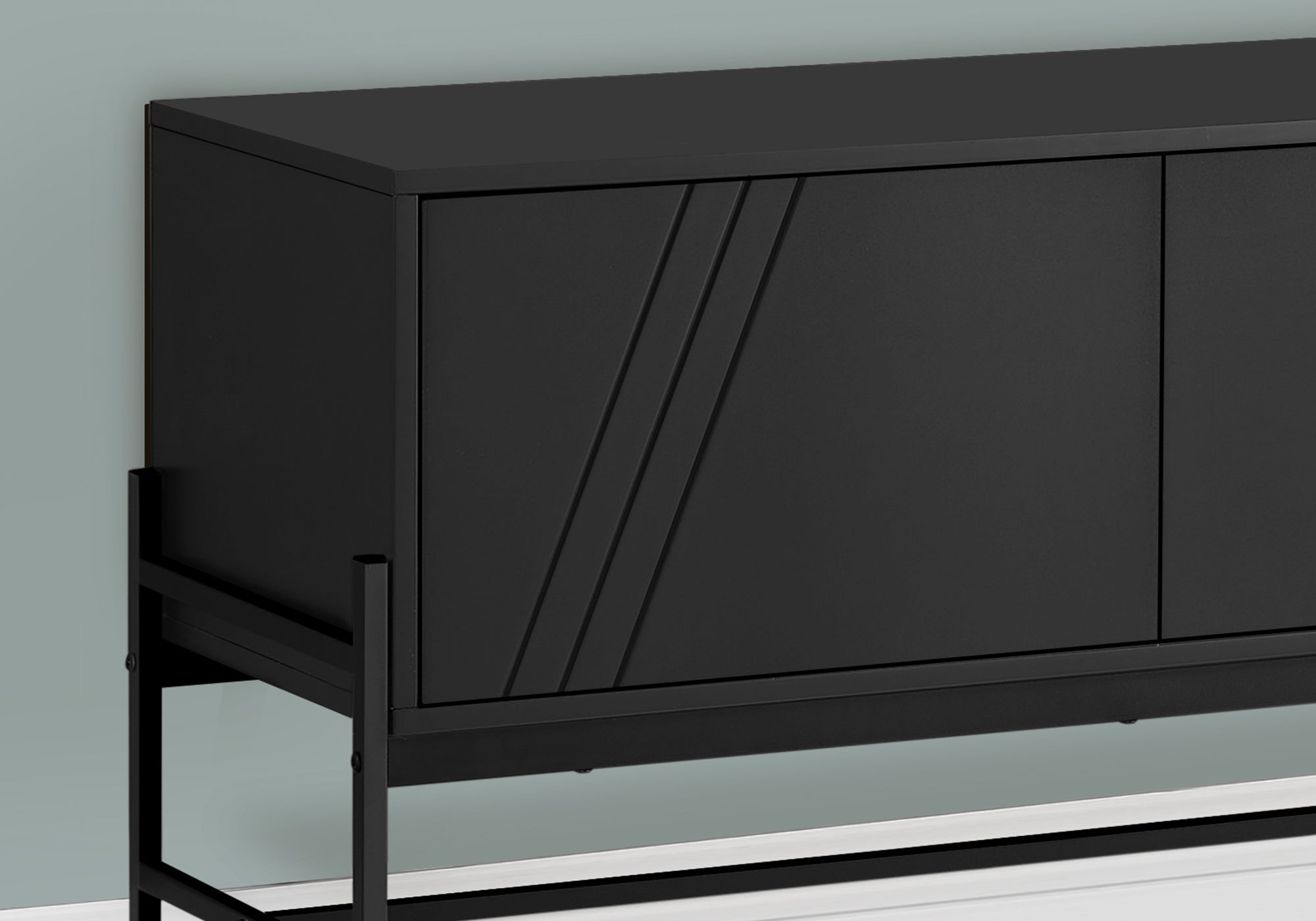 TV STAND - 60""L / BLACK / BLACK METAL WITH STORAGE