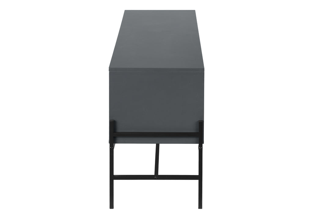 TV STAND - 60""L / GREY / BLACK METAL WITH STORAGE
