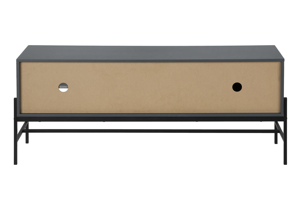 TV STAND - 60""L / GREY / BLACK METAL WITH STORAGE