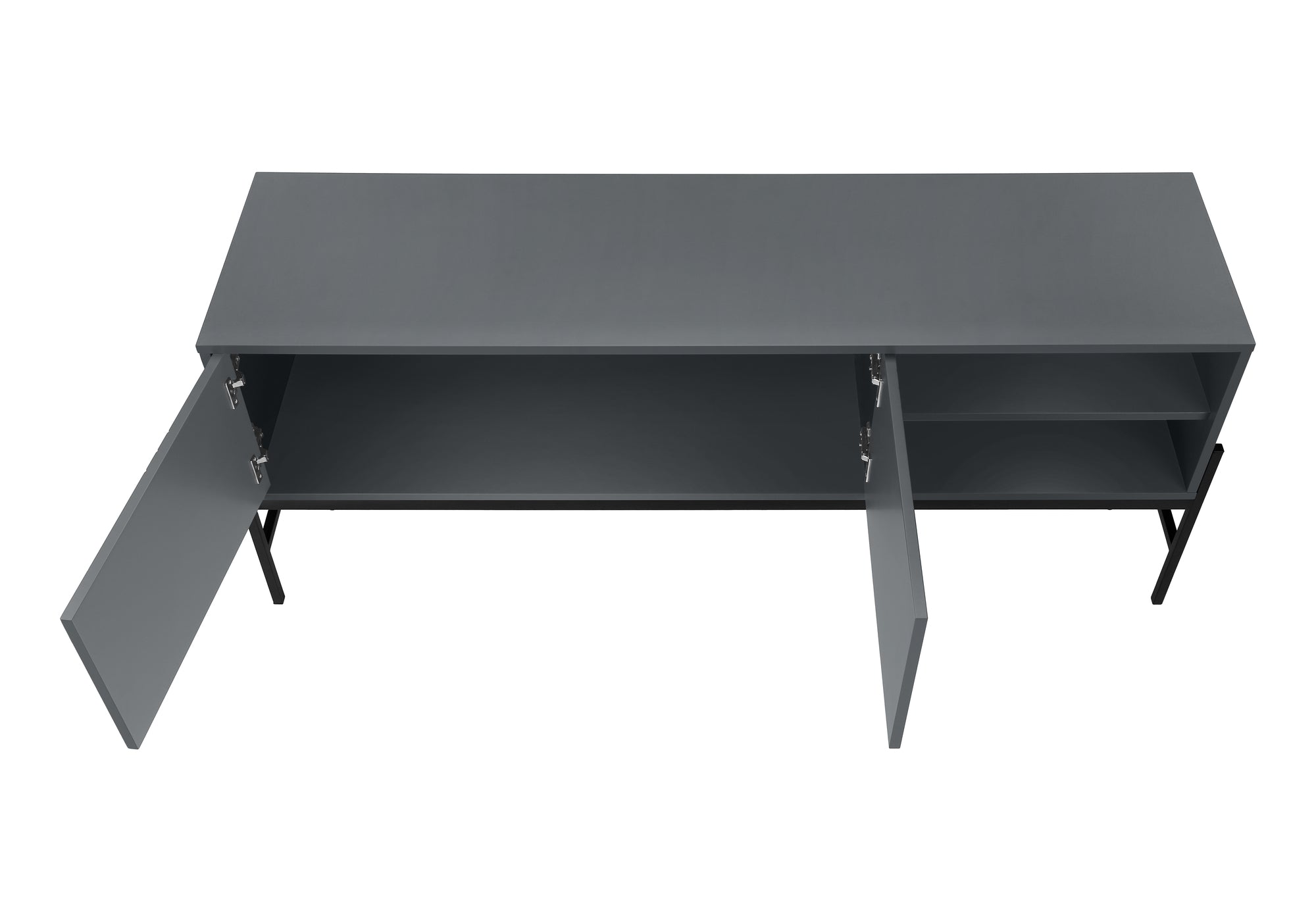 TV STAND - 60""L / GREY / BLACK METAL WITH STORAGE